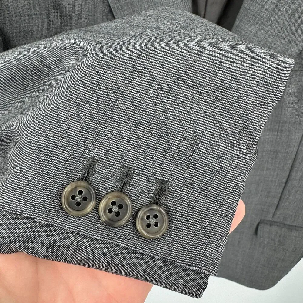 ERMENEGILDO ZEGNA Gray Wool Long 2 Button Blazer Jacket Size 48L (58L EUR)